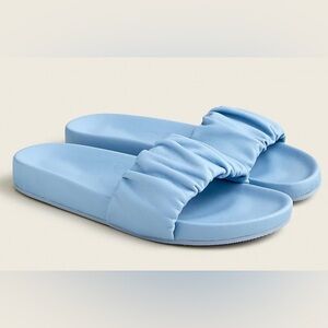 J. Crew - Pacific scrunchie-strap slides - blue - size 8.5